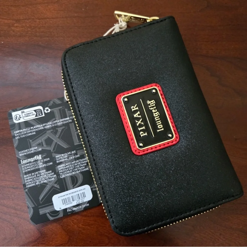 The Incredibles 20th Anniversary Metallic Cosplay Zip Around Wallet NWT